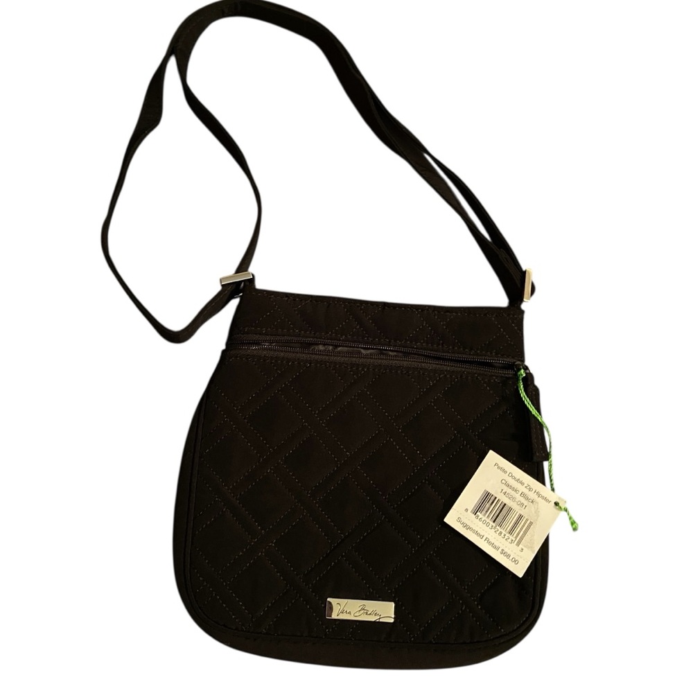 NWT VERA BRADLEY PETITE DOUBLE ZIP HIPSTER IN CLASSIC BLACK